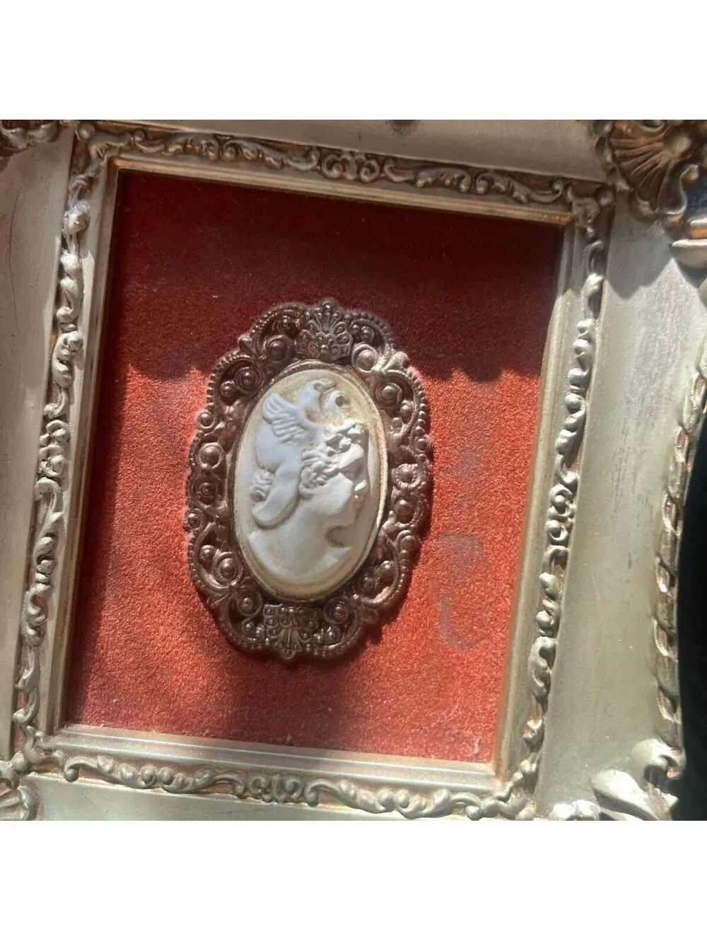 Vintage Turner Mfg. Co. Hand Colored Cameo in Ornate Gold Frame 1960s